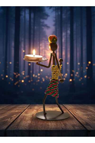 Wolawood African Themed Ethnic Figured Local Iron Candle Holder Candlestick Holder Retro Desktop Decorative Accessory