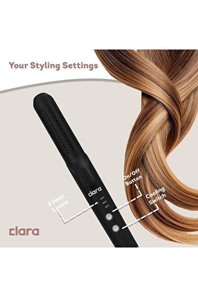 Generic CLARA Anti-Frizz Platinum Ionic Hair Straightener - 3 Heat Settings, Dual-Purpose Styler, Black