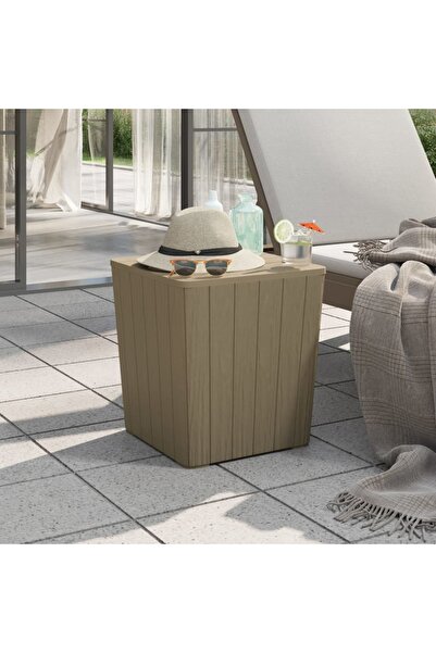 vidaxl Garden Table with Removable Lid Light Brown Polypropylene