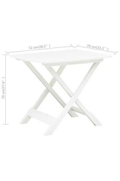 vidaxl Folding Garden Table White 79x72x70 cm Plastic