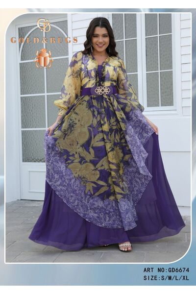 JAWAN one فستان مشجر طويل فخم