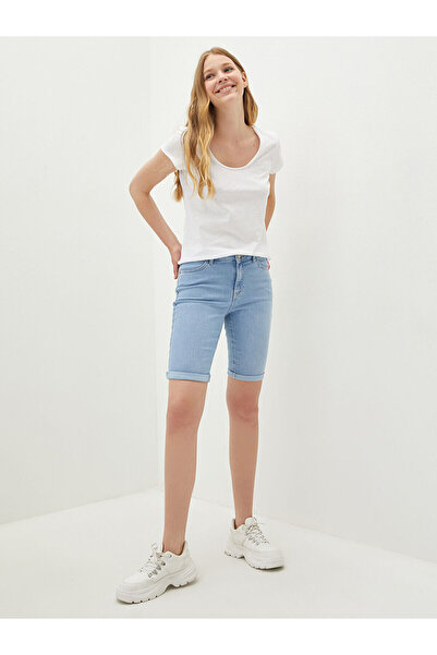 LC Waikiki Pantaloni scurți Rodeo Jean pentru femei, cu detalii Indigo Pocket