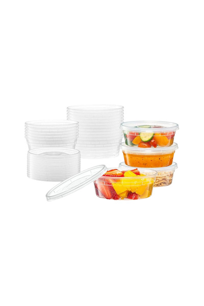 Generic 250ml clear plastic containers with lid (50 pieces)