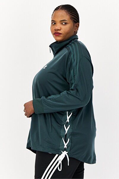 adidas Women Plus Size Embroidered Logo Training Track Jacket, Green