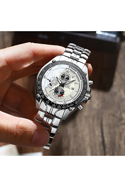 OPK Ceas barbatesc CS1605, otel inoxidabil, argintiu, cadran alb