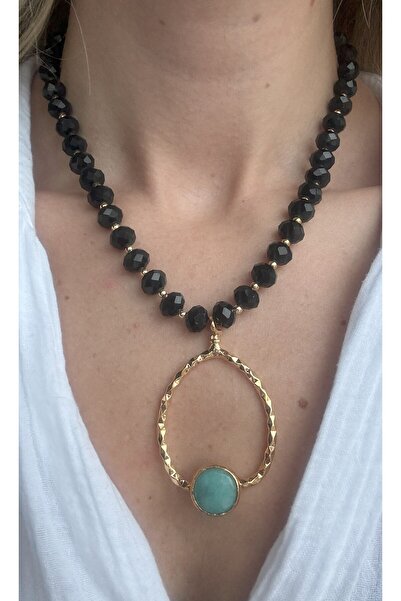 BİJUKO TAKI Stilinizi Parlatın قلادة نسائية مطرزة باللون الأسود – تصميم معدني...