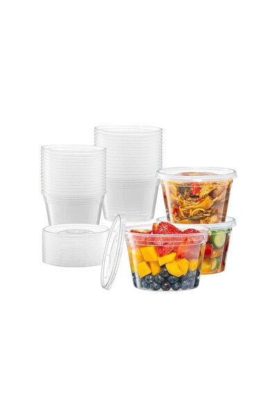 Generic 500ml clear plastic containers with lid (50 pieces)