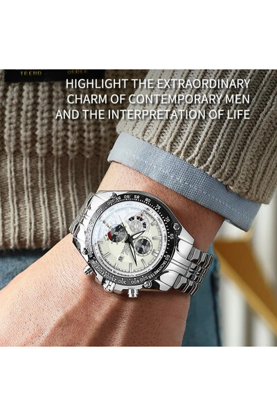 OPK Ceas barbatesc CS1605, otel inoxidabil, argintiu, cadran alb