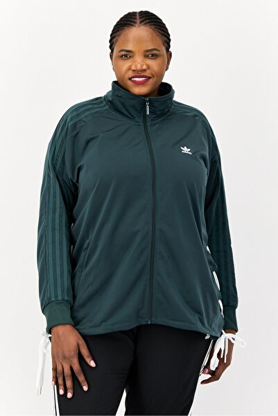 adidas Women Plus Size Embroidered Logo Training Track Jacket, Green