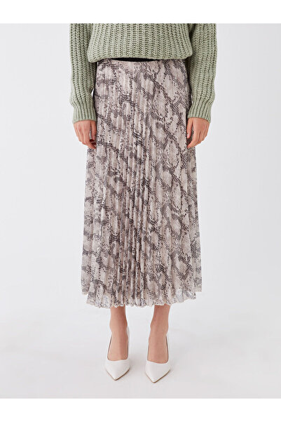 LC Waikiki LcwModest- Patterned Chiffon Women's Skirt, Elastic Waist