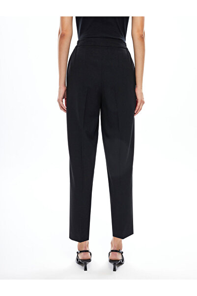 LC Waikiki Black Loose Fit Women's Trousers with Elastic Waist
