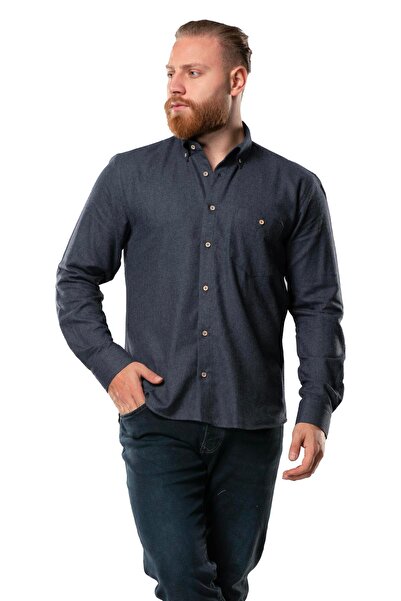 Eliş Şile Bezi Довгий рукав Дроворуб Чоловічий бавовняний осінньо-зимовий сорочка Petek Синій 4041