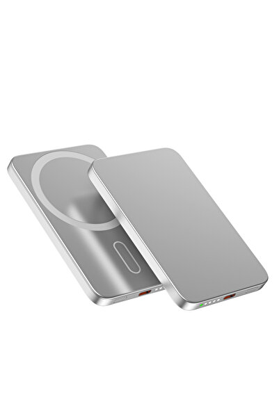 Voltres MagSafe 5000 mAh External Battery, 20W Wired & 15W Wireless Charging, Aluminum Power Bank, Gray