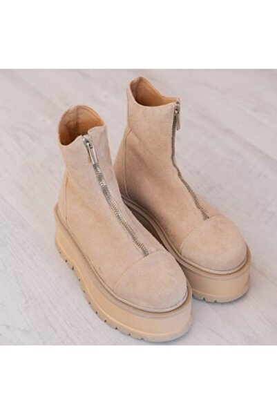 exclusives.ro Ghete dama - Blackpool - Bej / Crem - fermoar argintiu - talpa ...