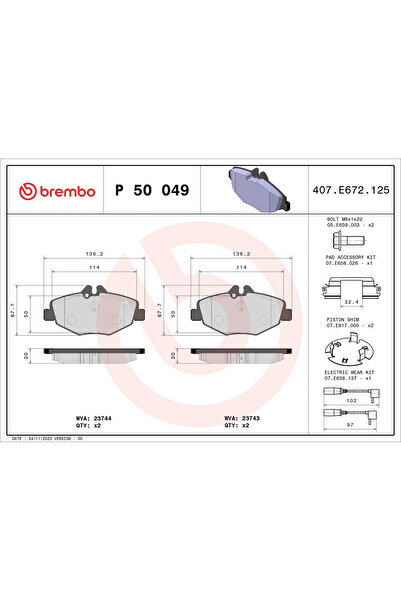 Brembo Set Placute Frana Frana Disc Mercedes-Benz E-Class Mercedes-Benz (Bbdc...