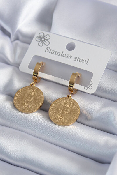 Skygo 316L Steel Gold Color Embroidery Detail Women's Earrings - TJ-BKP7981