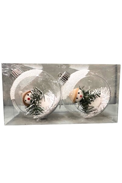Clini Set de 2 globuri de Crăciun cu om de zăpadă, 4x-0852, 6cm