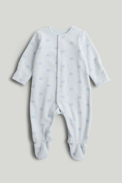 MOTHERCARE Blue Velour All-in-One