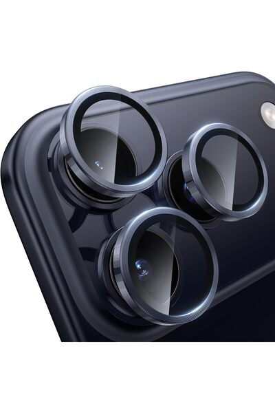 AWH واقي عدسة الكاميرا لهاتف iPhone 17 Pro / 17 Pro Max - زجاج مقوى 9H، أزرق غامق