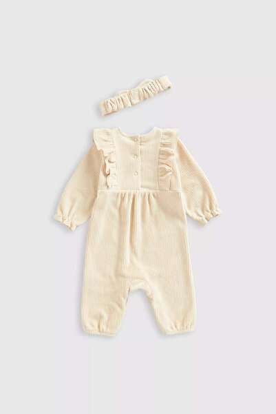 MOTHERCARE Velour Rib All-in-One and Headband Set
