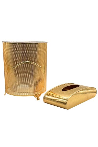 ALQANNAS Golden Trash Bin and Tissue Box Set | High-Quality Elegant Bin & Tis...