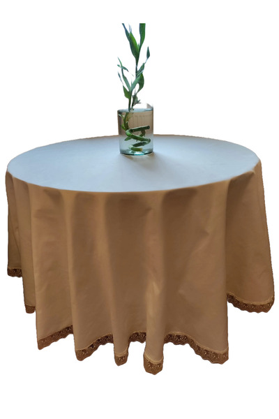 Kotys Design Round tablecloth, 175 cm diameter, with ivory lace