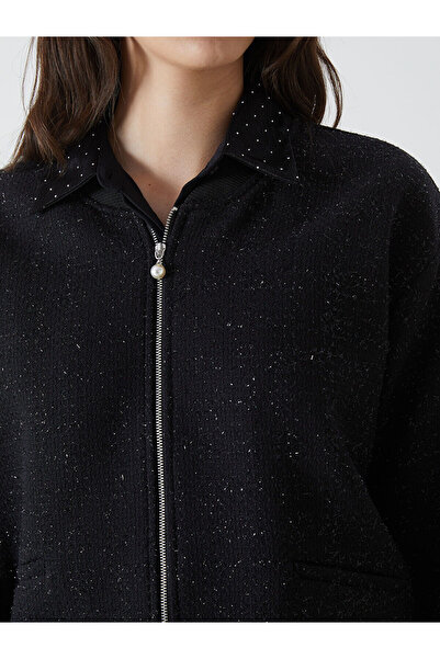 LC Waikiki Lcwaikiki Classic College Collar Shiny Look Women's Tweed Jacket