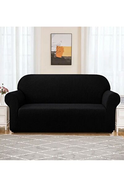 COOYA Three Seater Exquisitely Full Coverage Sofa Cover Black 190-230cm