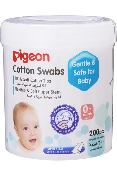 Pigeon Cotton Swabs, Flexible And Soft Paper Stem, 100% Soft Cotton Tips, Ext...