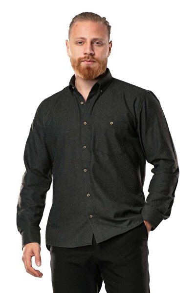 Eliş Şile Bezi Uzun Kol Oduncu Erkek Pazen Sonbahar ve Kışlık Gömlek Balıksırtı Füme 4043