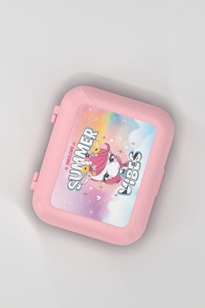 Renga Cosmo Patterned Pp Children's Lunch Box and Water Bottle Set 192017 Pink