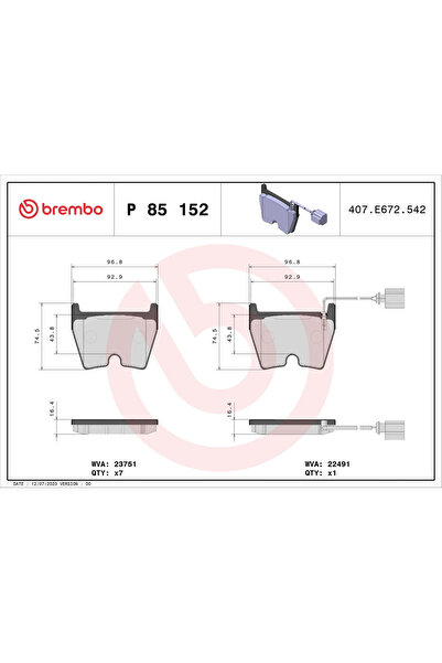 Brembo Set Placute Frana Frana Disc Audi A3/Q3/Tt 2013-2021