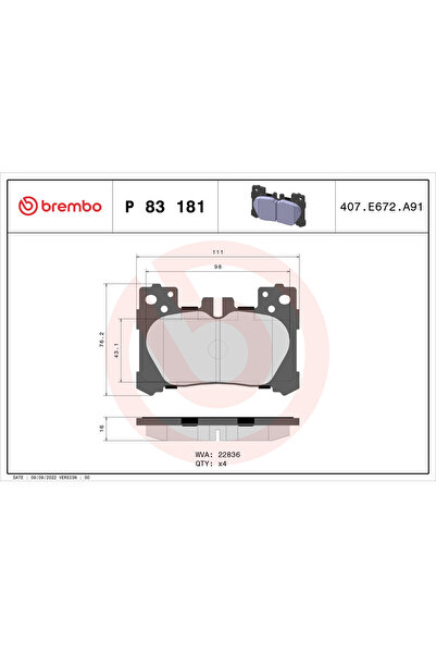 Brembo Set Placute Frana Frana Disc Lexus Lc/Ls