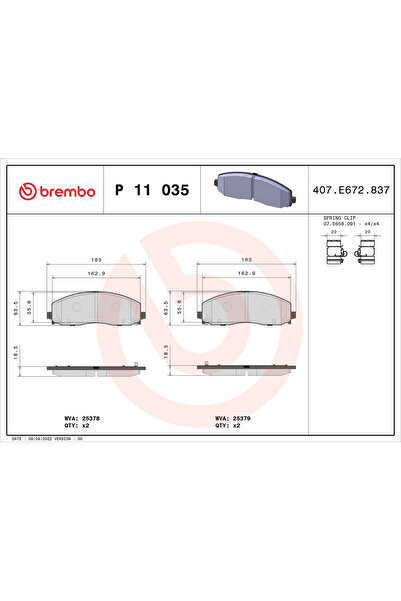 Brembo Комплект накладки за дискови спирачки Chrysler Grand Voyager 5/Pacific...