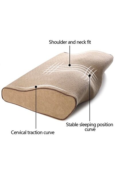 COOYA Contour Memory Foam Pillow for Neck Pain Relief for Side Back Stomach Sleepers Camel Brown