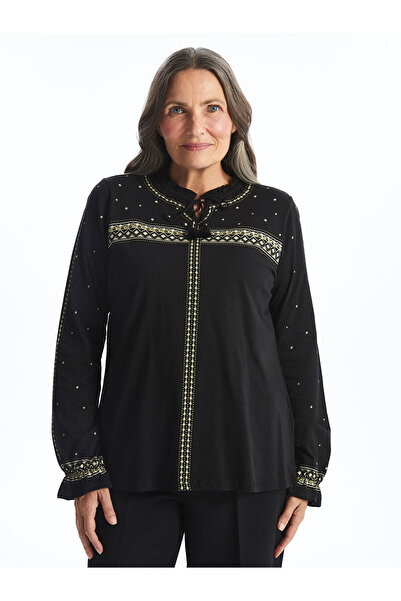 LC Waikiki Patterned Women's Blouse - Tie-Up Collar