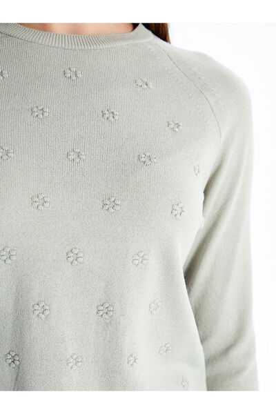 LC Waikiki Crew Neck Self Patterned Long Sleeve Women's Knitwear Sweater