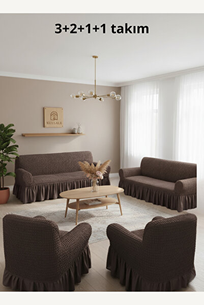 kutlale Bürümcük Koltuk, Kanepe, Çekyat Örtüsü, etekli, Streç, Esnek, Lastikl...