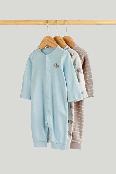 MOTHERCARE مجموعة من 3 بدلات نوم سفاري بدون أقدام