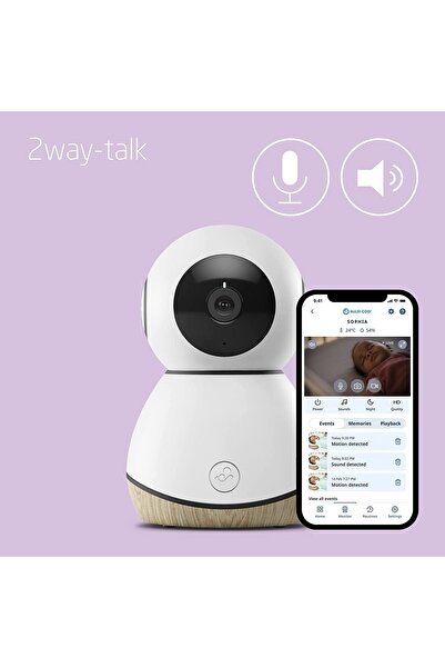 MAXİ-COSİ See Baby Monitor (1080p HD) with Audio, Wi‑Fi, Alexa & Google Compatible, White Wood
