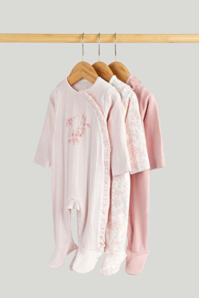 MOTHERCARE 3 Pack Pink All-in-Ones