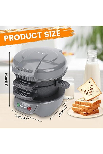 Generic Fast Heating Burger Maker 600W Non-Stick Electric Grill Compact Sandwich & Panini Maker