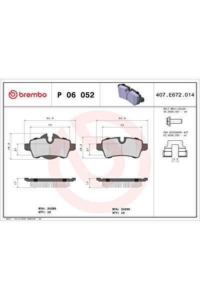 Brembo Комплект накладки за дискови спирачки Mini Mini