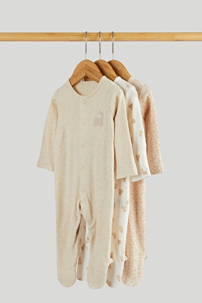 MOTHERCARE 3 Pack Alpaca Sleepsuits
