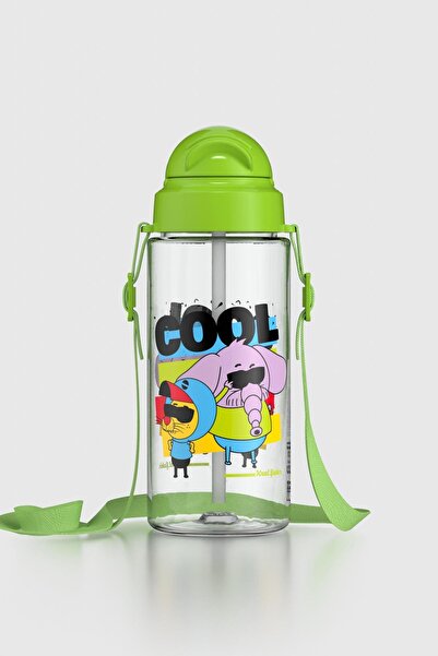 Renga Leya Kral Şakir Patterned 1000 ml Children's Nutrition Bowl and 500 ml Water Bottle Set 222051 Green