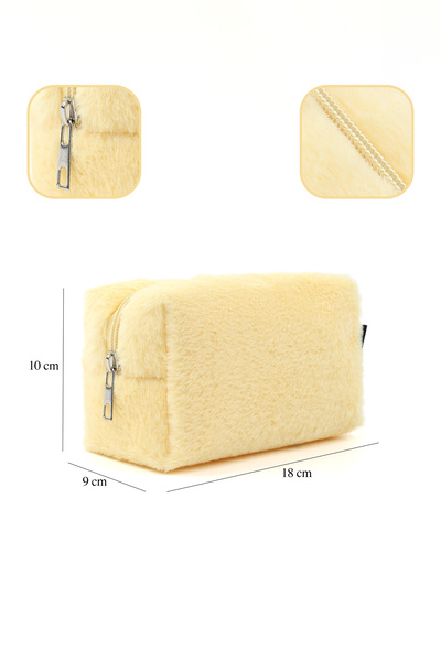 SHAKA Yellow Shk244 Plush Fabric, Single Compartment with Zipper, Travel and Makeup Bag