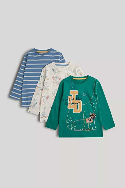 MOTHERCARE 3 Pack Dinosaur Long-Sleeved T-Shirts