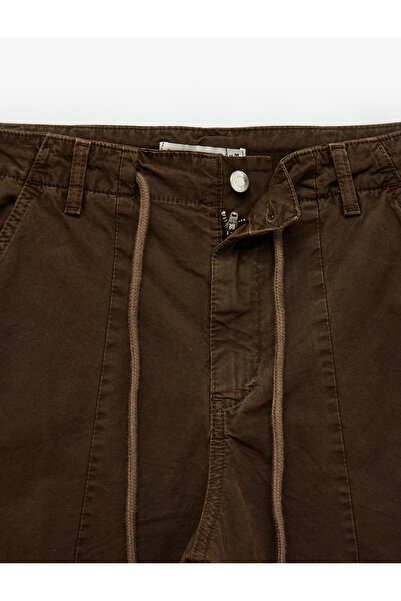 Koton Cotton Comfortable Fit Stoppered Waist Lace-Up Cargo Pocket Pack Balloon Pants