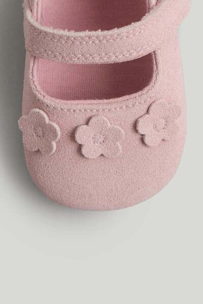 MOTHERCARE Pink Suede Ballerina Pram Shoes