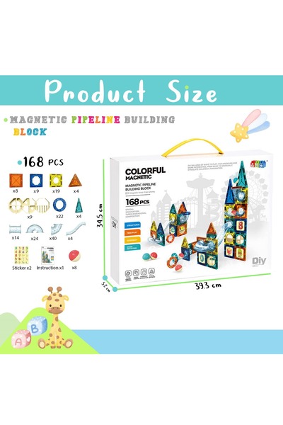DIY COLOURFUL MAGNETIC 168 Pcs Magnetic COLORFUL PIPELINE BUILDING BLOCKS